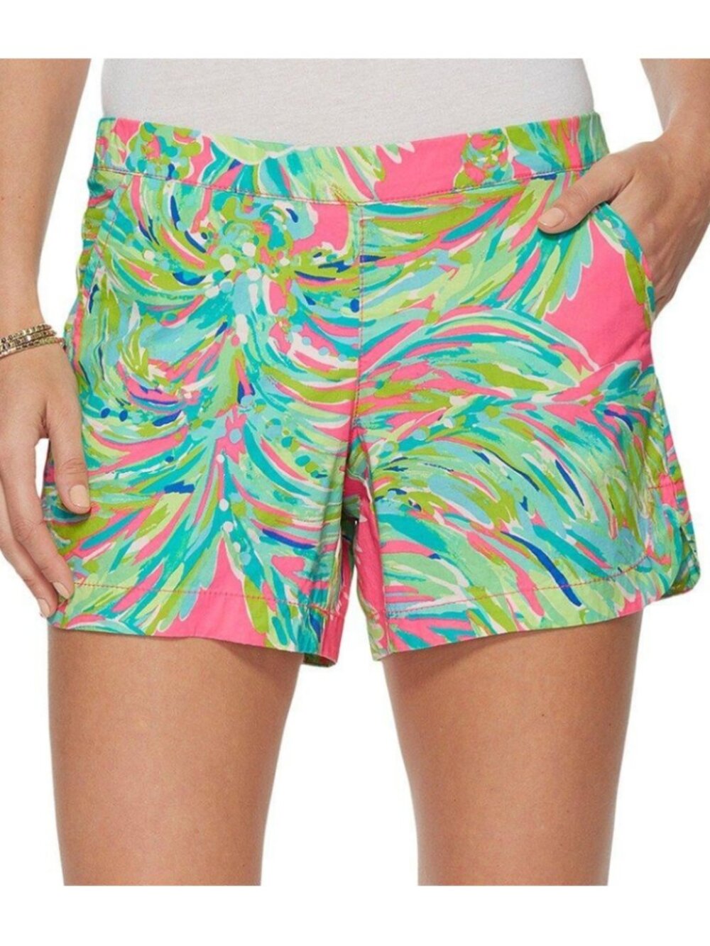 LILLY PULITZER Ocean View Shorts Raz Berry Shady Lady Pink Blue Tropical Pull On